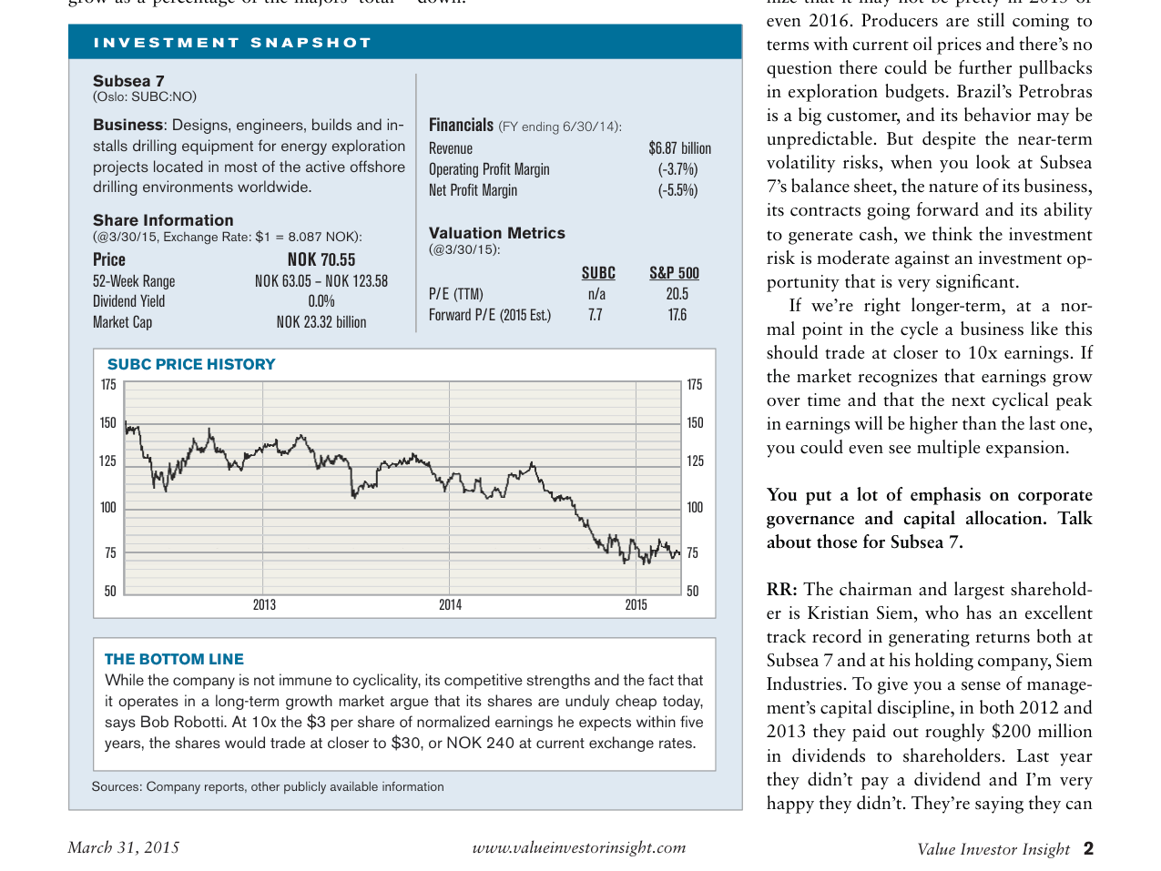 Robotti & Company Advisors Q1 2015 Letter