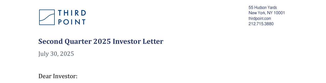 Third Point Q2 2025 Investor Letter