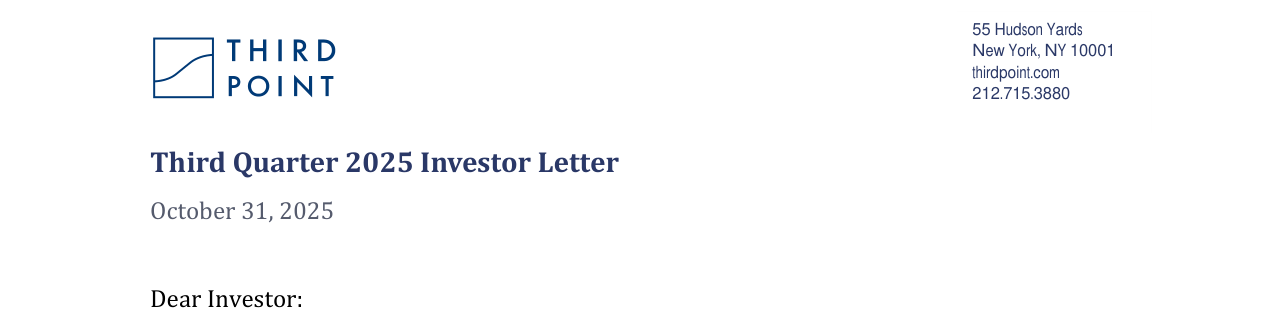 Third Point Q3 2025 Investor Letter